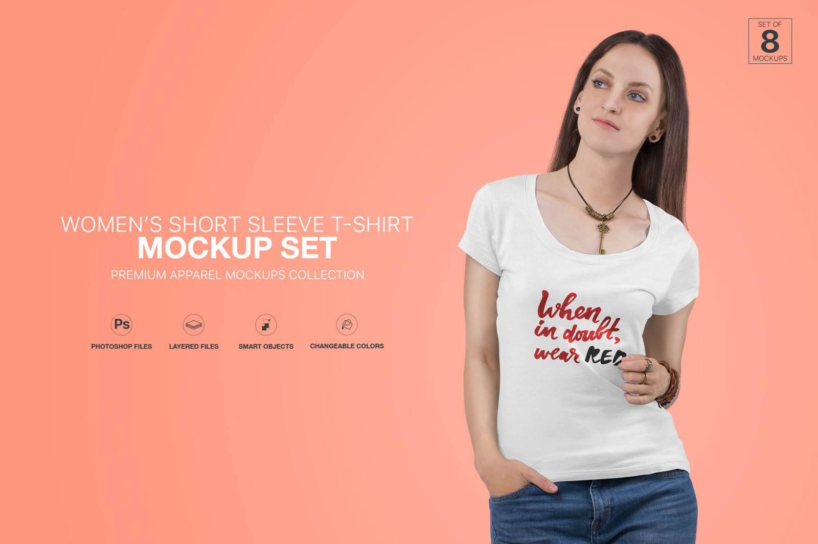 Women’s Short Sleeve T-Shirt Mockup Set Women’s Short Sleeve T-Shirt Mockup Set