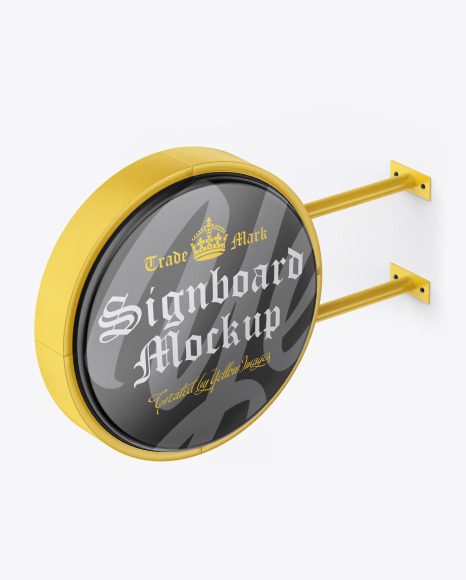 Glossy Round Signboard Mockup