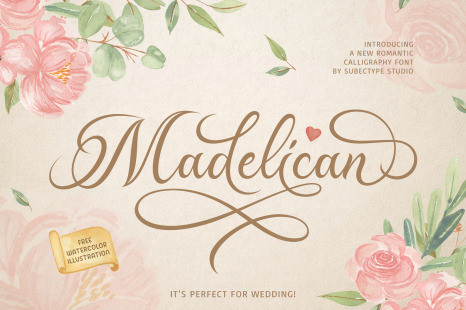 Madelican Calligraphy Font - Watercolor font