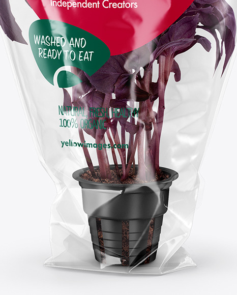 Plastic Bag With Purple Basil Mockup