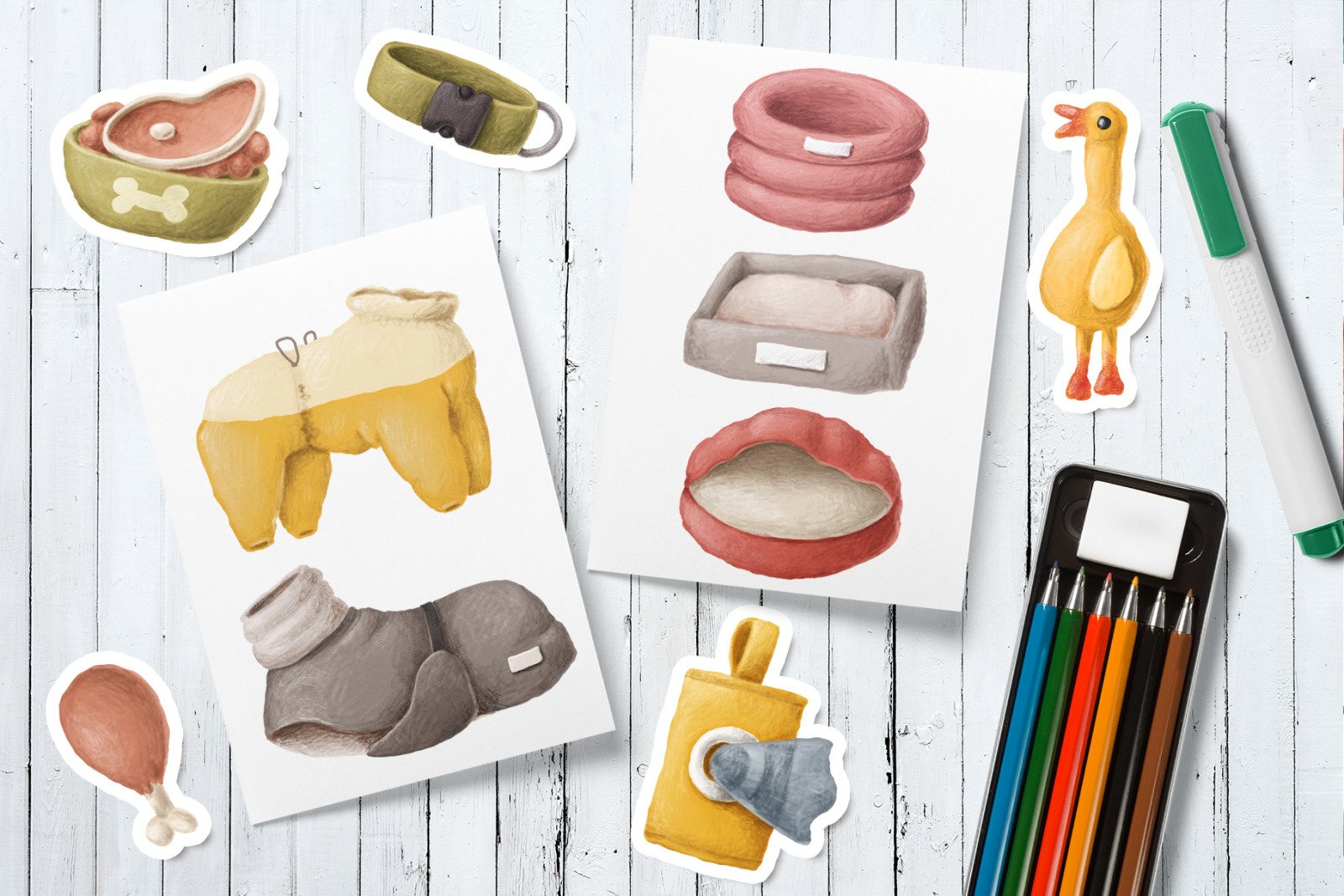 Dog items clipart collection