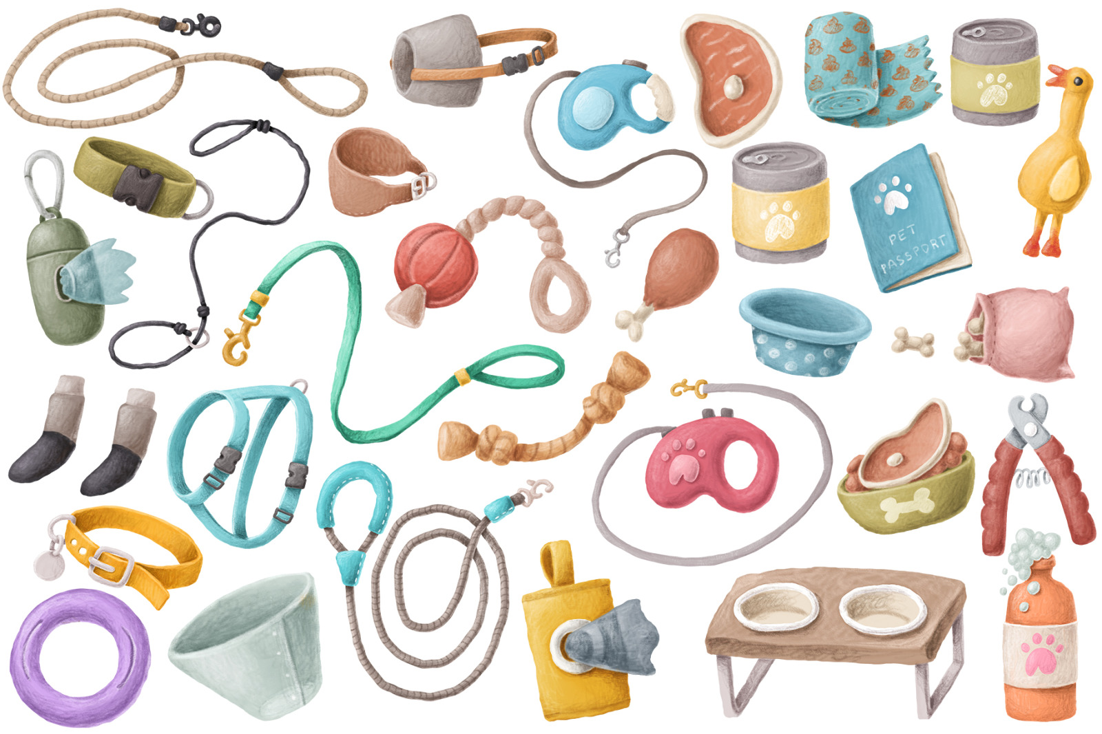 Dog items clipart collection