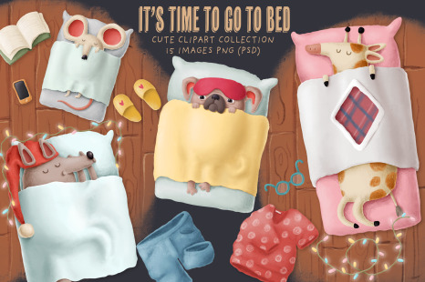 Sleeping animals clipart set - Creation kit