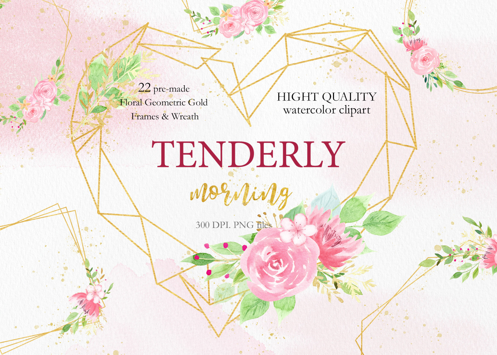 Watercolor Floral and Butterfly Tenderly Collection.