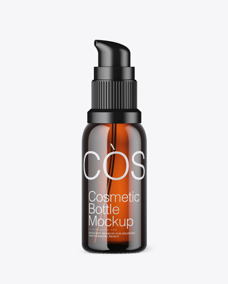 Amber Cosmetic Bottle Mockup - Free+Amber+Glass+Pump+Bottle+With+Packaging+Mockup+Psd+Good+Mockups