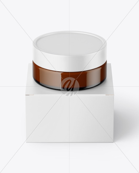 Amber Glass Cosmetic Jar with Paper Box Mockup