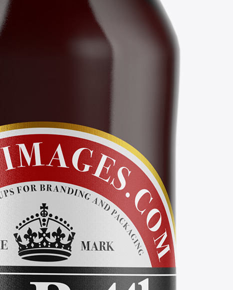 Clear Glass Bottle with Red Ale Mockup