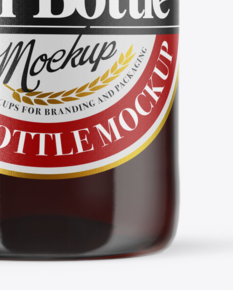 Clear Glass Bottle with Red Ale Mockup