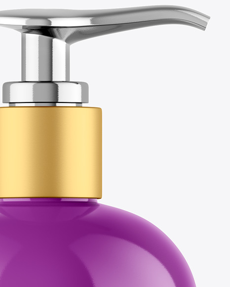 Glossy Shower Gel Bottle with Pump Mockup