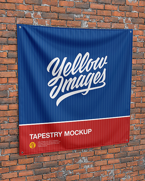 Wall Tapestry Mockup - Textile Fabric Banner Mockup