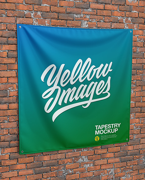 Wall Tapestry Mockup - Textile Fabric Banner Mockup