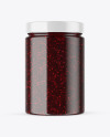 Clear Glass Jar with Raspberry Jam Mockup