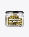 Square Glass Jar with Weed Buds Mockup