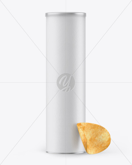 Paper Snack Tube w/ Chips & Transparent Cap Mockup