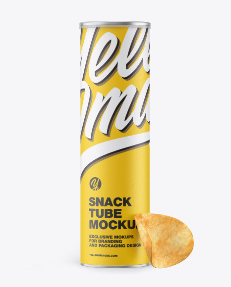 Paper Snack Tube w/ Chips & Transparent Cap Mockup