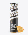 Paper Snack Tube w/ Chips & Transparent Cap Mockup