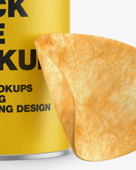 Paper Snack Tube w/ Chips & Transparent Cap Mockup