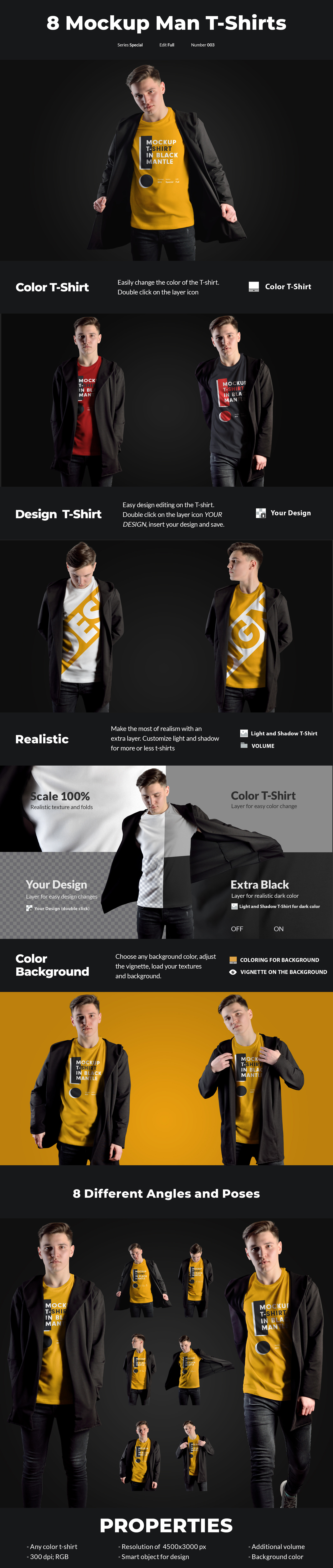 8 Mockups Man T-Shirt In a Black Mantle 8 Mockups Man T-Shirt In a Black Mantle