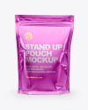 Glossy Metallic Stand Up Pouch Mockup