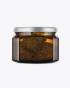 Square Amber Glass Jar with Weed Buds Mockup