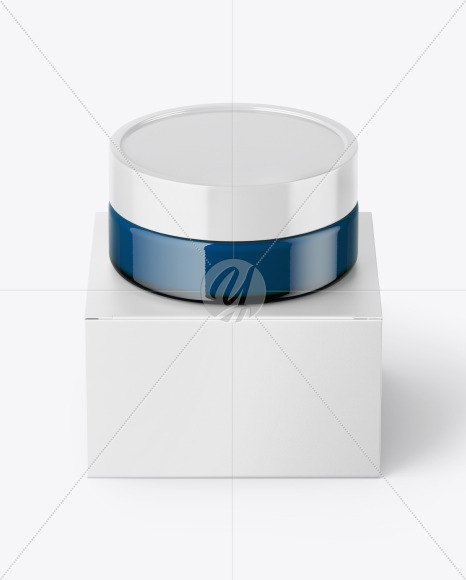 Glass Cosmetic Jar with Paper Box Mockup