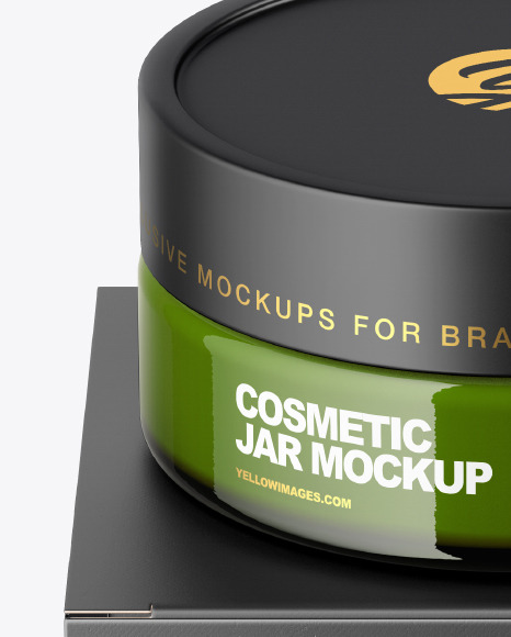 Glass Cosmetic Jar with Paper Box Mockup