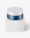 Frosted Glass Cosmetic Jar with Paper Box Mockup