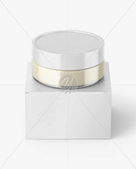 Clear Glass Cosmetic Jar with Paper Box Mockup