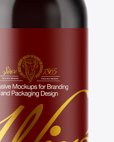 Clear Glass Red Wine Bottle Mockup