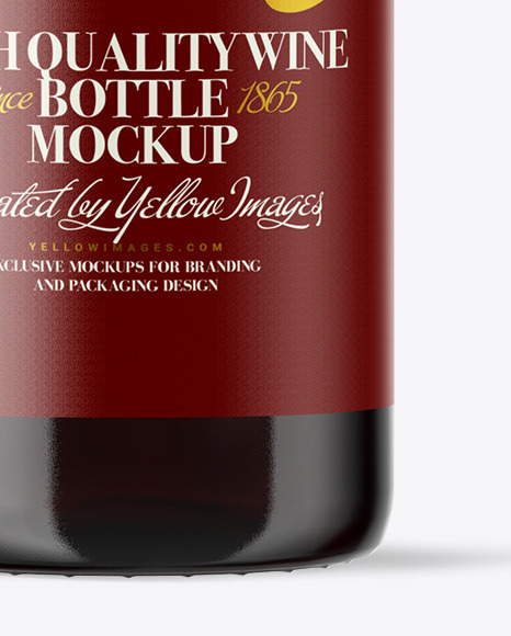 Clear Glass Red Wine Bottle Mockup