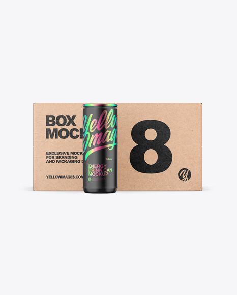 Kraft Box With Matte Can Mockup