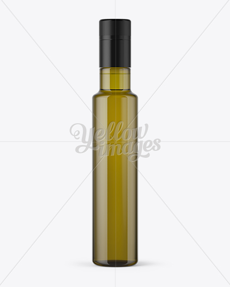 250ml Antique Green Glass Bottle with Olive Oil Mockup