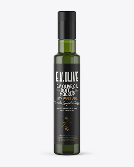 250ml Green Glass Olive Oil Bottle Mockup