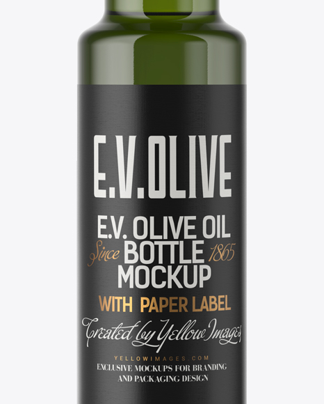 250ml Green Glass Olive Oil Bottle Mockup