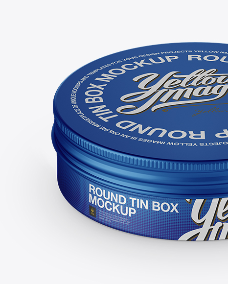 Matte Metal Round Tin Box Mockup - Front View (High-Angle Shot)