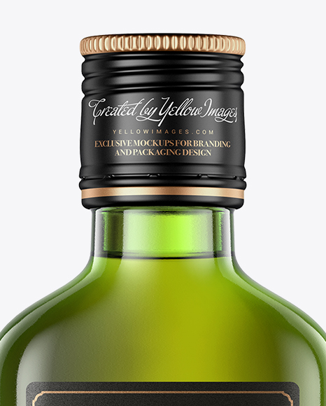 Green Glass Whiskey Bottle Mockup - Front View