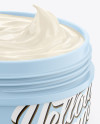 Open Glossy Jar W/ Cosmetic Cream Mockup (High-Angle Shot)