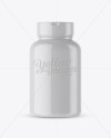 Glossy Plastic Fish Oil Bottle Mockup - Front View