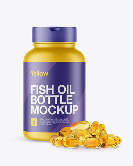 Matte Plastic Fish Oil Bottle Mockup - Front View