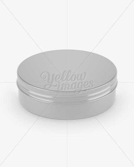 Glossy Round Tin Box Mockup - Front View (High-Angle Shot)