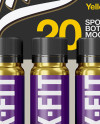 20 Metallic Sport Nutrition Bottles Display Box Mockup - Front View