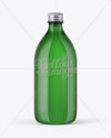 Green Glass Water Bottle w/ Metal Cap Mockup