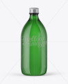 Green Glass Water Bottle w/ Metal Cap Mockup