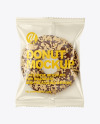 Plastic Bag With Chocolate Glazed Donut with Nut Crumbs Mockup