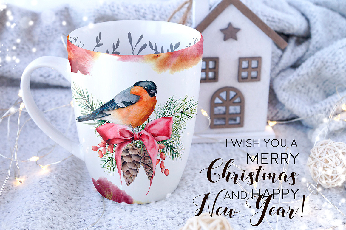 Christmas traditions. Watercolor bundle