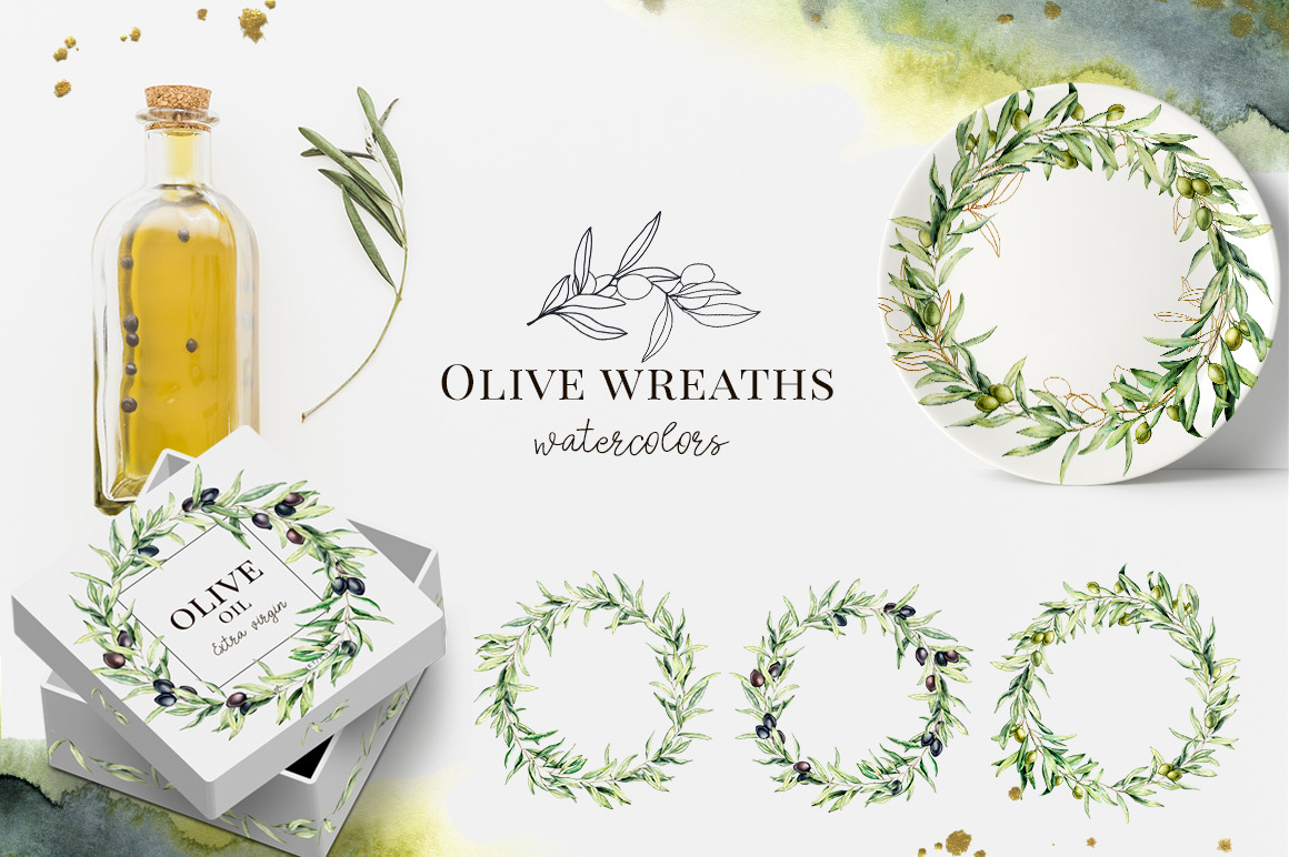 Olives. Watercolor collection