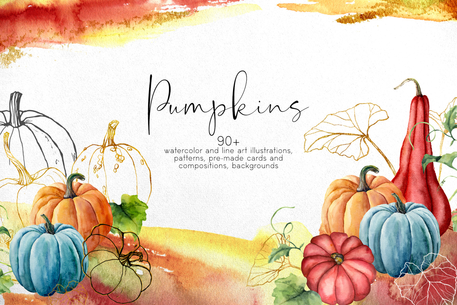 Pumpkins. Watercolor bundle