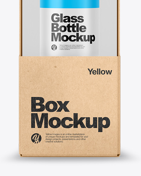 Kraft Box with Cosmetic Bottle Mockup