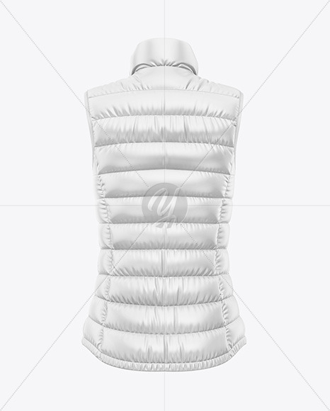 Glossy Women's Down Vest Mockup - Back View