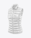 Glossy Women's Down Vest Mockup - Front Half Side View